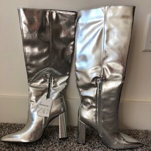 Vintage Zara - Silver Boots - Size 38 - New with Tags - Never Worn - Stunning!